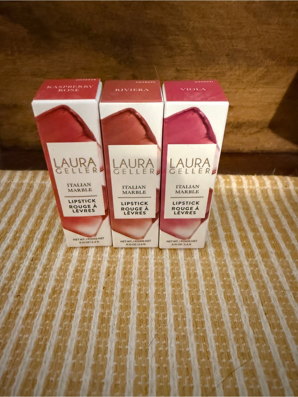 Laura Geller Lipstick Trio in Raspberry Rose, Riviera, Viola